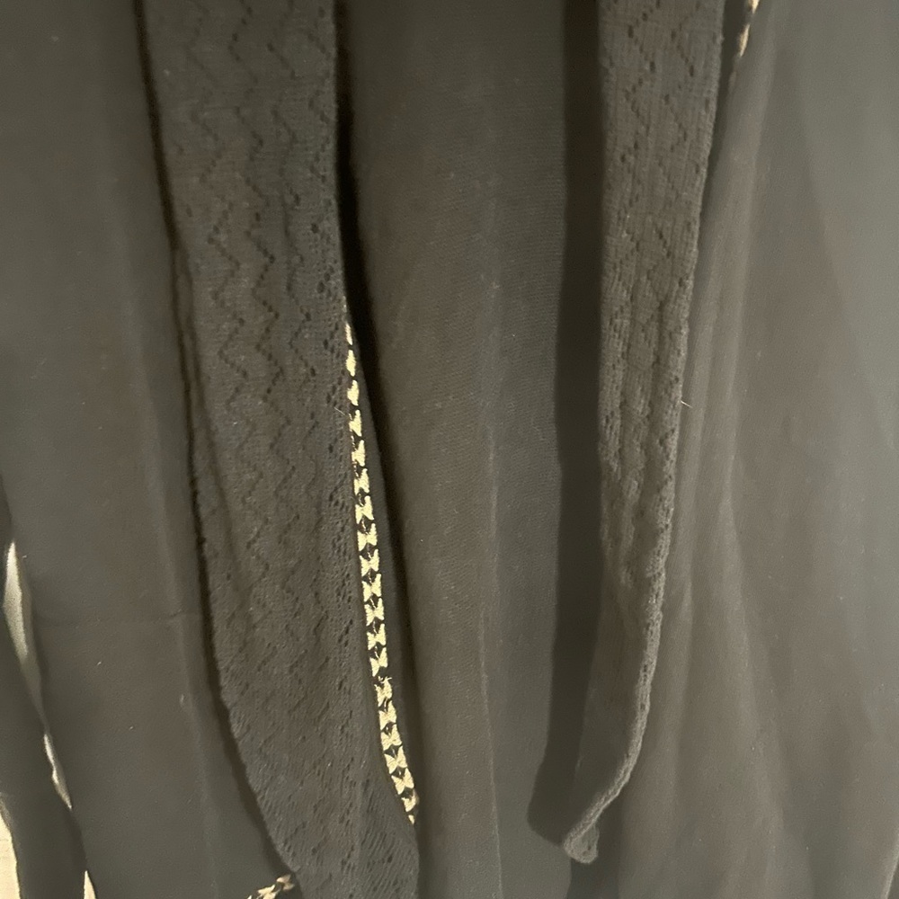 Lucky lotus by lucky brand 1x black cardigan with tan accent design - Picture 2 of 4